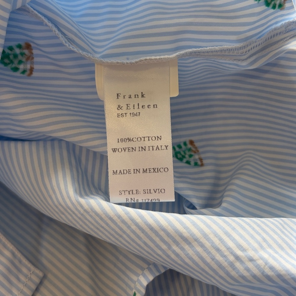 Frank and Eileen SILVIO Light Blue Stripe Sailboats Italian Cotton Sz L NEW - Picture 12 of 14